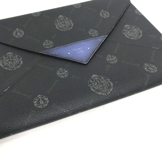 Berluti Clutch bag leather black logo mens Used Authentic