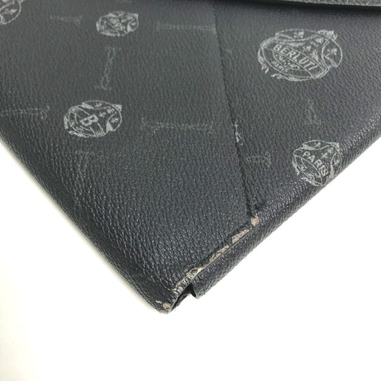 Berluti Clutch bag leather black logo mens Used Authentic