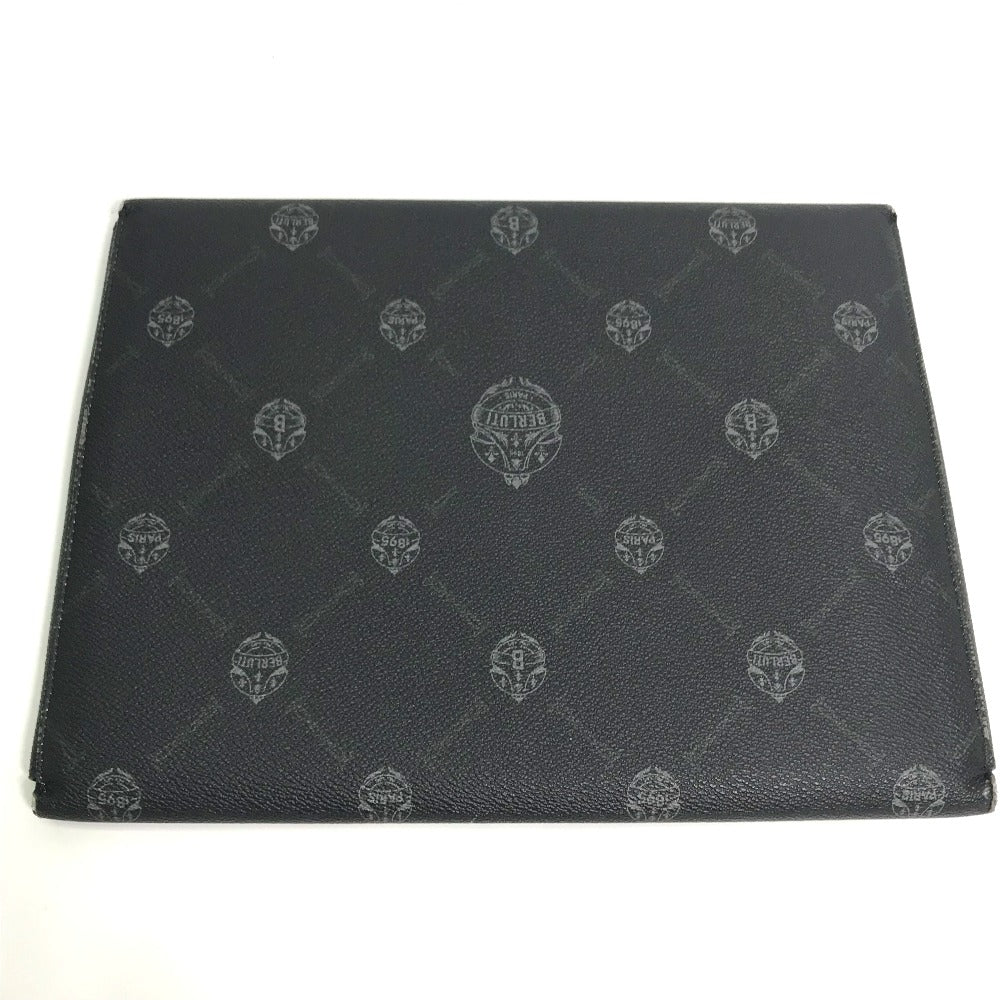 Berluti Clutch bag leather black logo mens Used Authentic