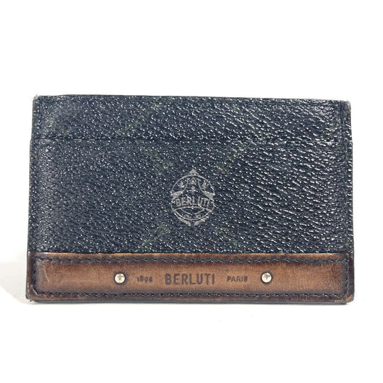 Berluti Card Case Leather / PVC black logo mens Used Authentic