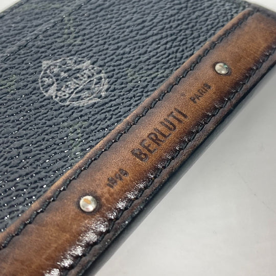 Berluti Card Case Leather / PVC black logo mens Used Authentic
