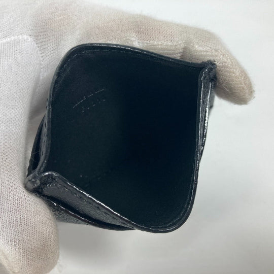 Berluti Card Case Leather / PVC black logo mens Used Authentic