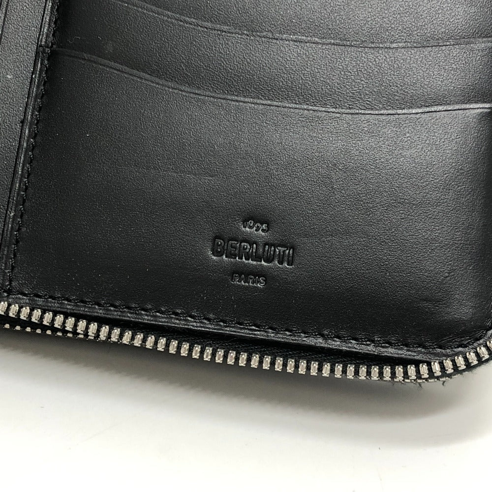 Berluti Long Wallet Purse leather black Calligraphy