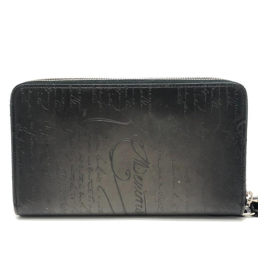 Berluti Long Wallet Purse leather black Calligraphy