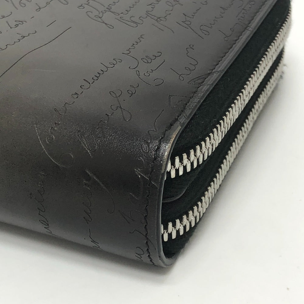 Berluti Long Wallet Purse leather black Calligraphy