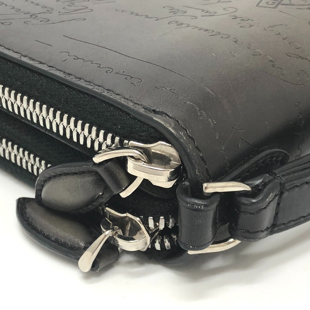 Berluti Long Wallet Purse leather black Calligraphy