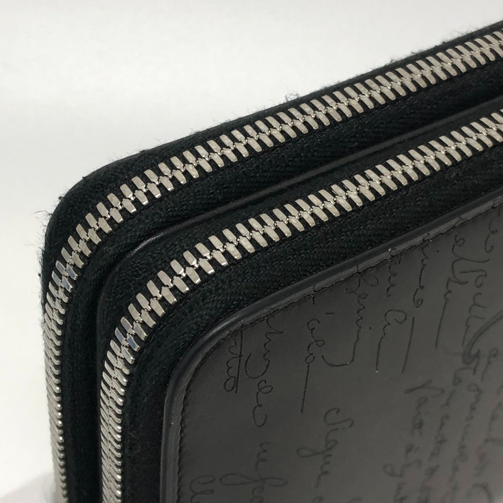 Berluti Long Wallet Purse leather black Calligraphy