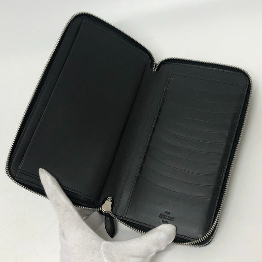 Berluti Long Wallet Purse leather black Calligraphy