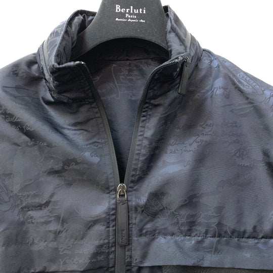 Berluti Hoodie Nylon Navy tops Calligraphy mens A48 Used Authentic