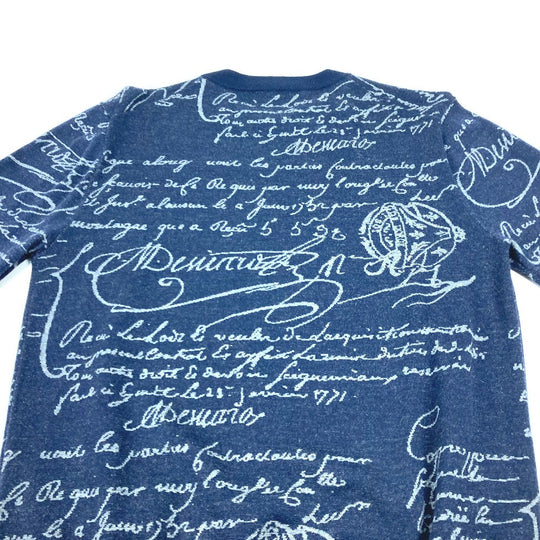 Berluti sweater R19KRL135 wool Navy long sleeve apparel tops knits All-over pattern with language logo mens S Used Authentic
