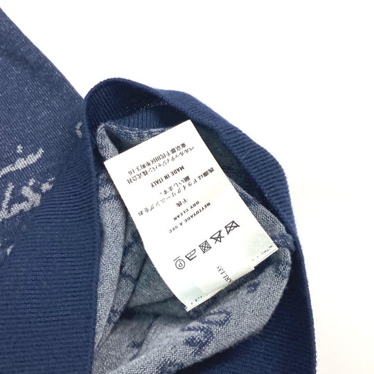 Berluti sweater R19KRL135 wool Navy long sleeve apparel tops knits All-over pattern with language logo mens S Used Authentic