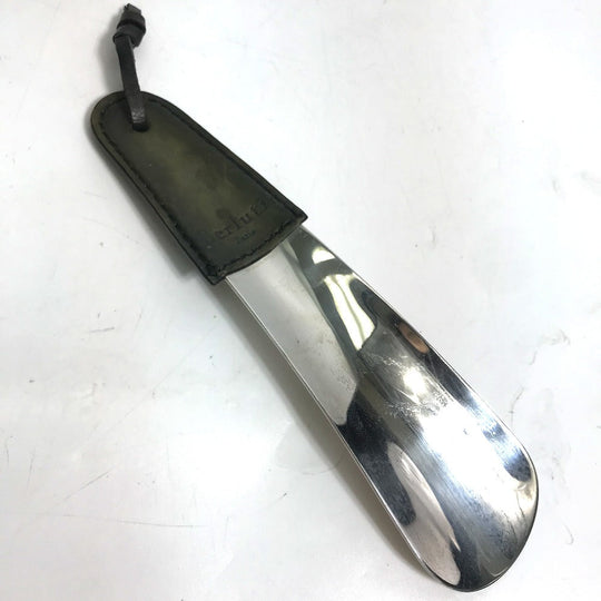 Berluti Shoehorn Leather, Metal khaki Shoehorn mens Used Authentic
