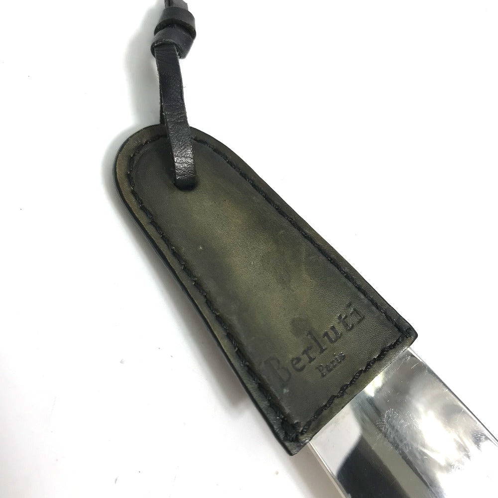 Berluti Shoehorn Leather, Metal khaki Shoehorn mens Used Authentic