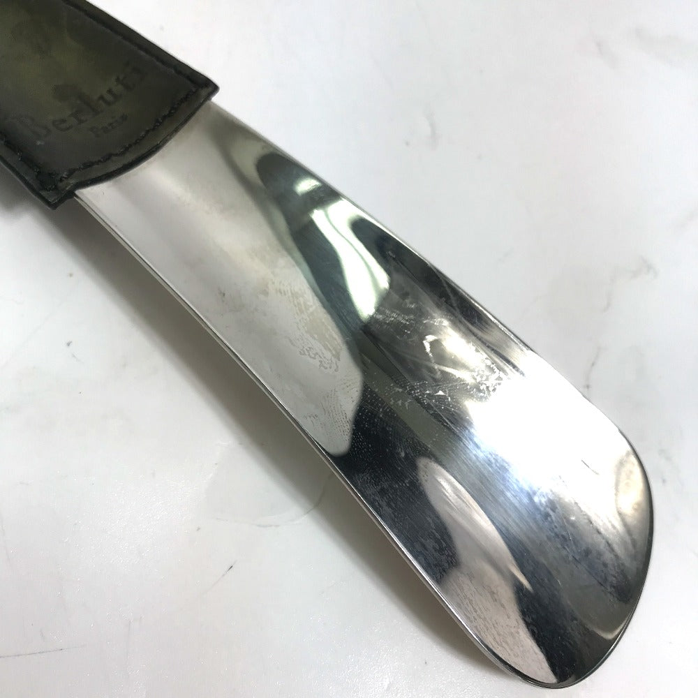Berluti Shoehorn Leather, Metal khaki Shoehorn mens Used Authentic