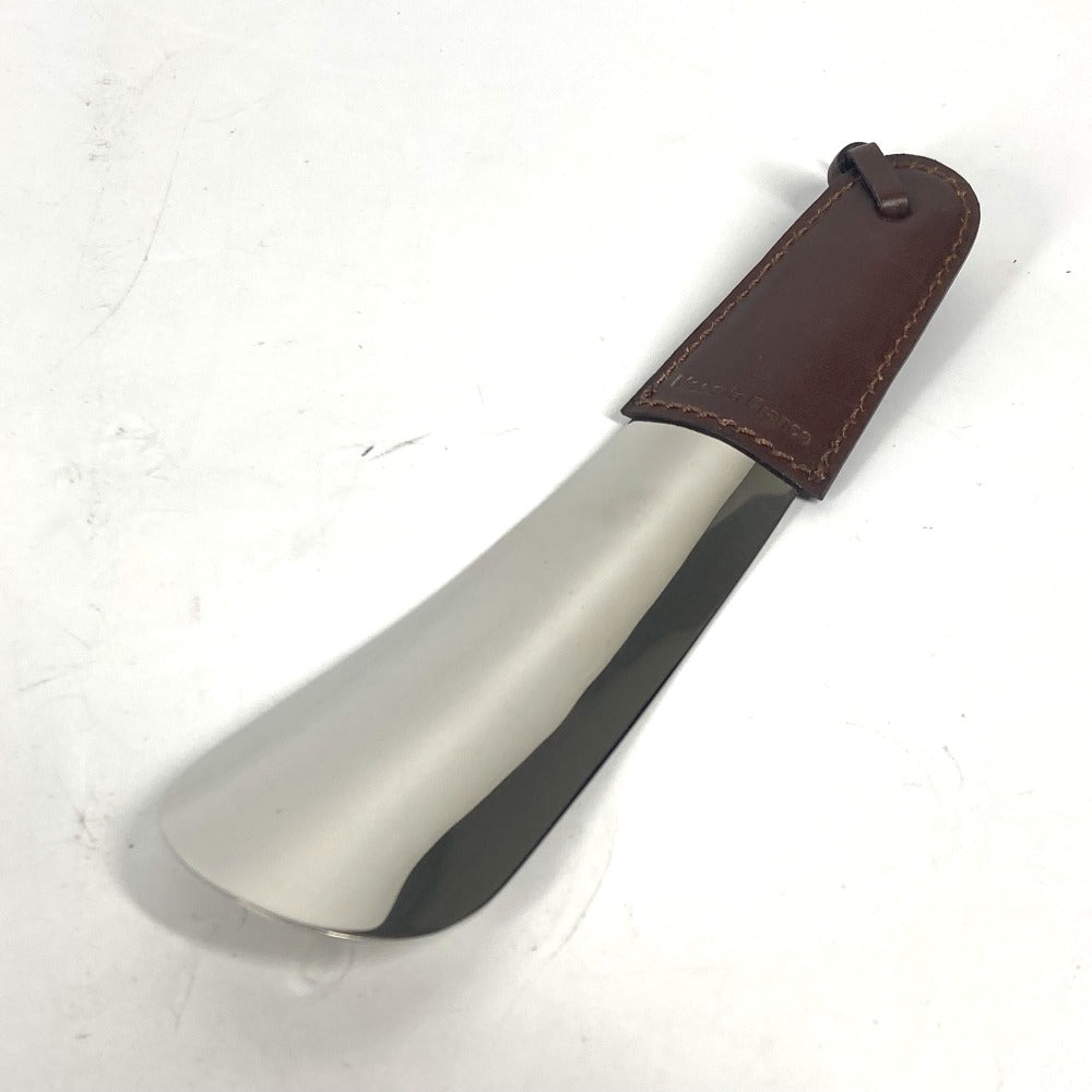 Berluti Shoehorn Metal, Leather Silver logo shoehorn