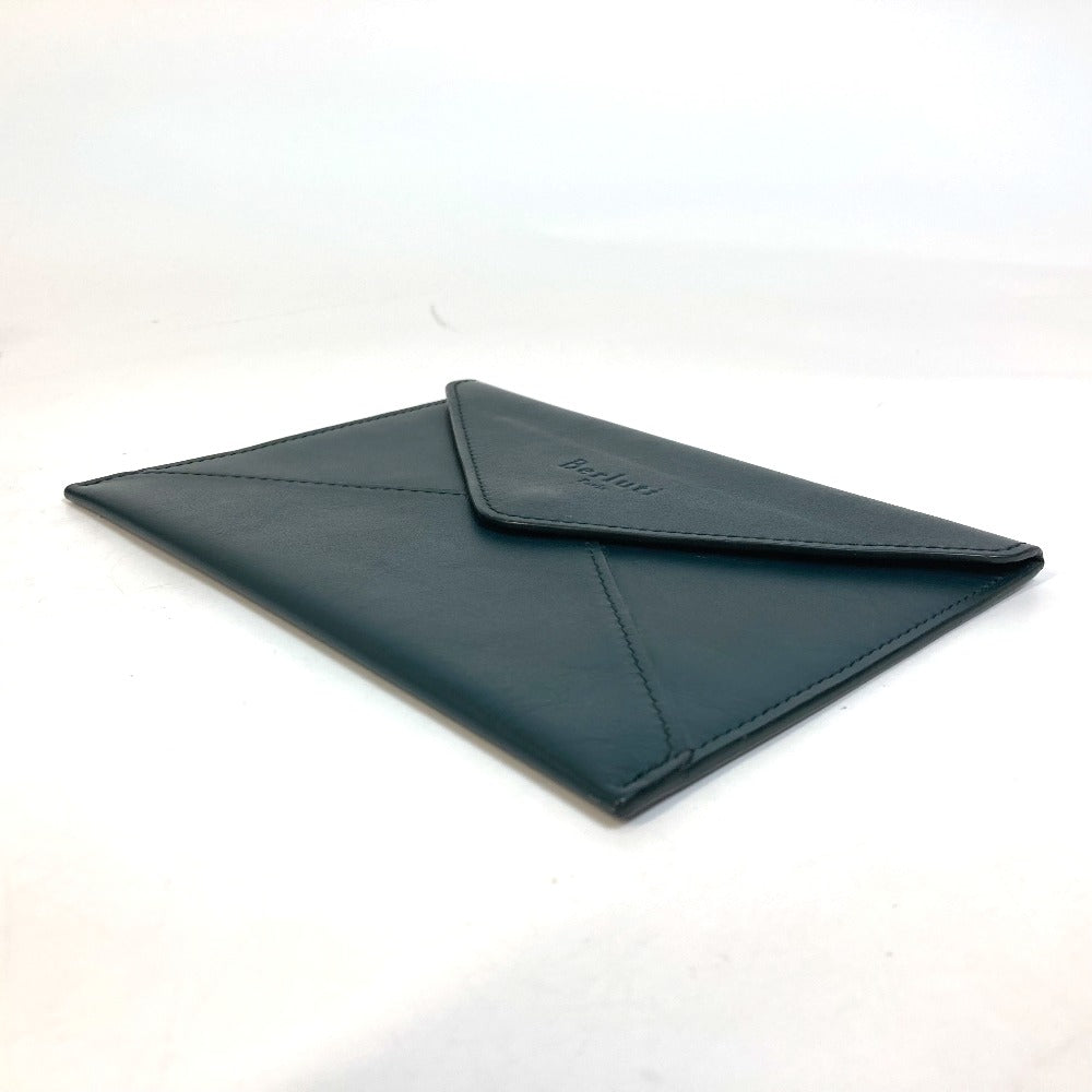 Berluti Pouch leather Green flat multi case logo Women Used Authentic