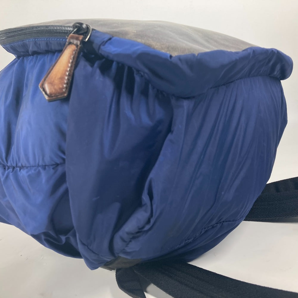 Berluti Backpack Leather / nylon blue logo mens Used Authentic