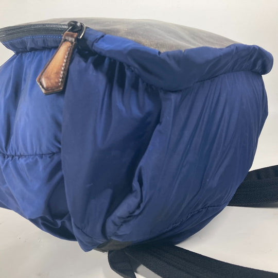 Berluti Backpack Leather / nylon blue logo mens Used Authentic