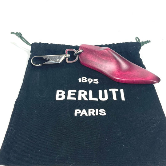 Berluti key ring Wood wine-red Shoes mens Used Authentic