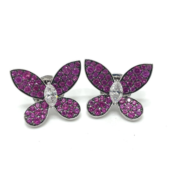 GRAFF Pierce K18WG Silver Pave butterfly marquise diamond pink sapphire Women Used Authentic