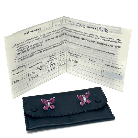 GRAFF Pierce K18WG Silver Pave butterfly marquise diamond pink sapphire Women Used Authentic