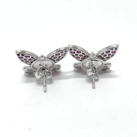 GRAFF Pierce K18WG Silver Pave butterfly marquise diamond pink sapphire Women Used Authentic