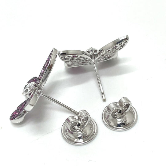 GRAFF Pierce K18WG Silver Pave butterfly marquise diamond pink sapphire Women Used Authentic