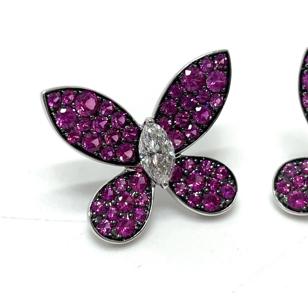 GRAFF Pierce K18WG Silver Pave butterfly marquise diamond pink sapphire Women Used Authentic