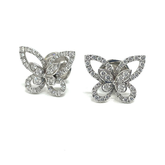 GRAFF Pierce RGE1574 K18WG Silver Butterfly silhouette Mini Diamond Women Used Authentic
