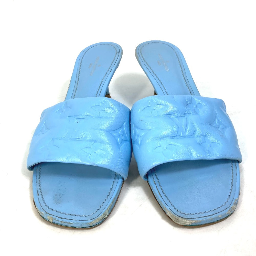 LOUIS VUITTON Mule leather blue Revival line Monogram 37