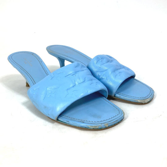 LOUIS VUITTON Mule leather blue Revival line Monogram 37
