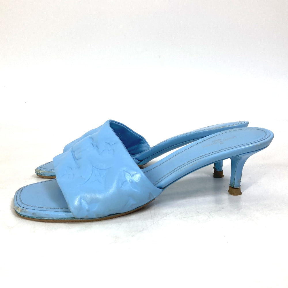 LOUIS VUITTON Mule leather blue Revival line Monogram 37