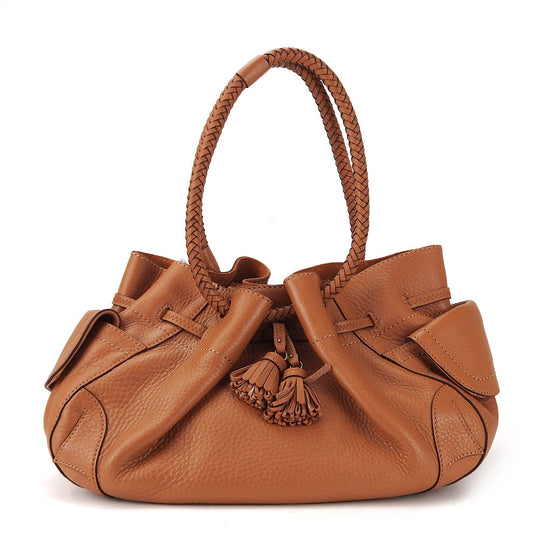 COLE HAAN Handbag leather Brown Women Used Authentic