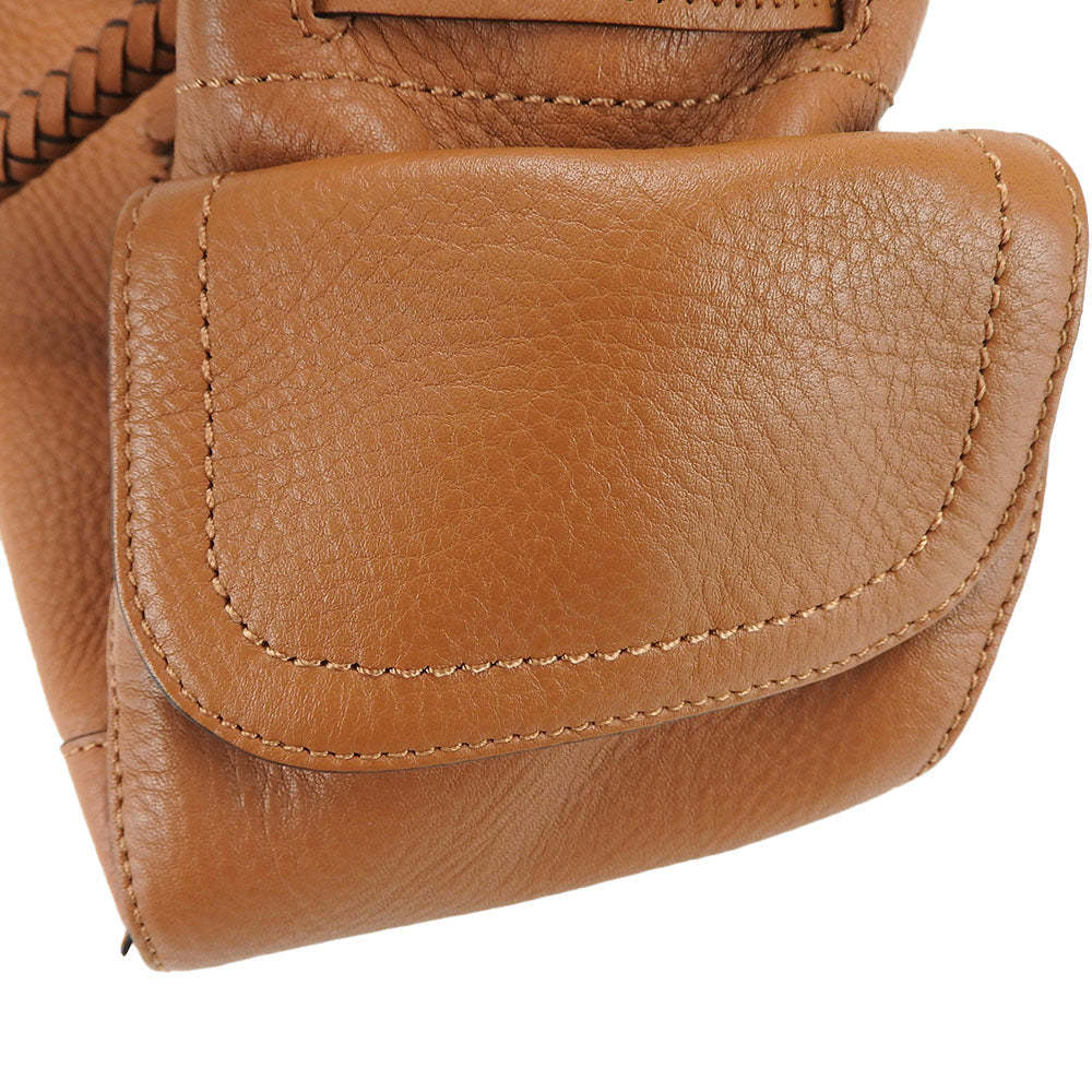 COLE HAAN Handbag leather Brown Women Used Authentic