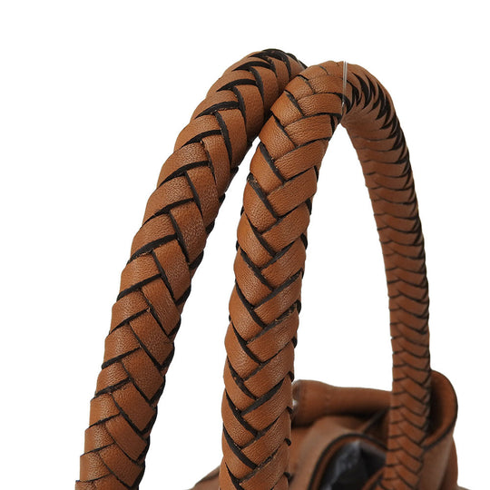 COLE HAAN Handbag leather Brown Women Used Authentic