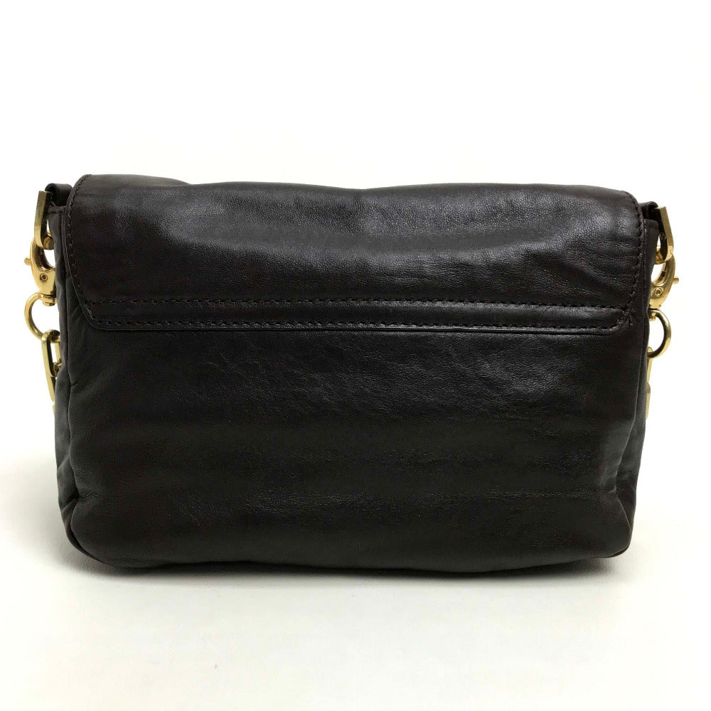Tory Burch Shoulder Bag leather Dark brown Mini bag pouch Stacking design
