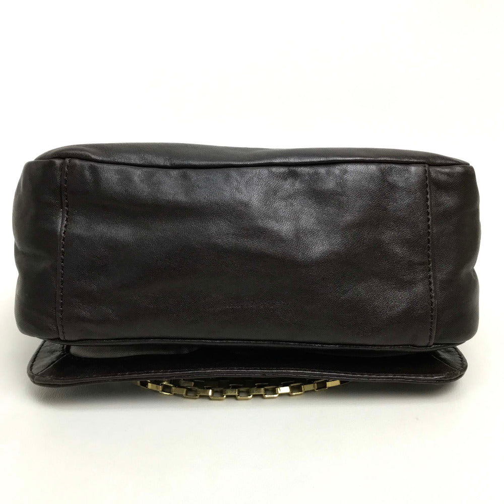 Tory Burch Shoulder Bag leather Dark brown Mini bag pouch Stacking design