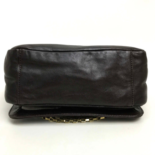 Tory Burch Shoulder Bag leather Dark brown Mini bag pouch Stacking design