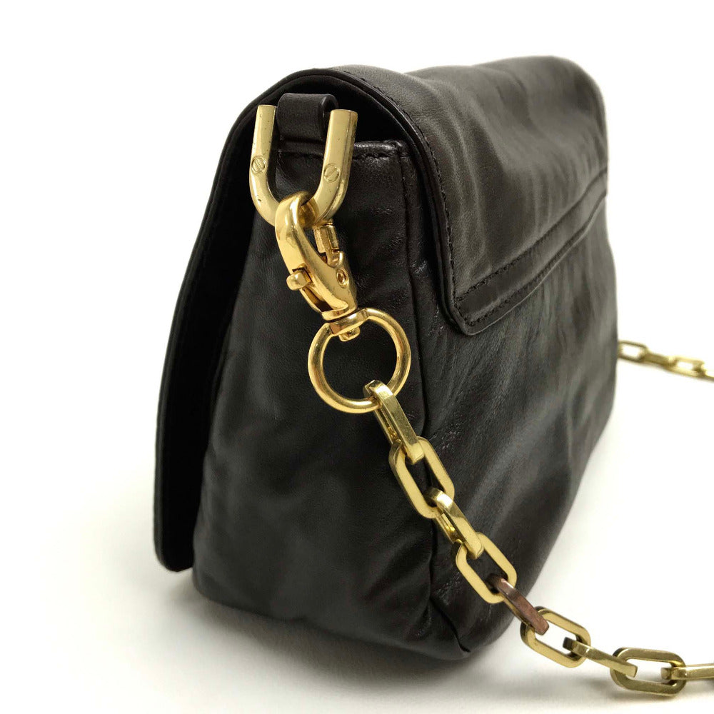 Tory Burch Shoulder Bag leather Dark brown Mini bag pouch Stacking design