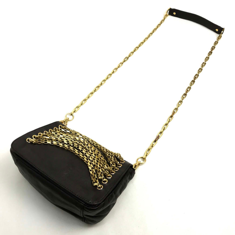 Tory Burch Shoulder Bag leather Dark brown Mini bag pouch Stacking design