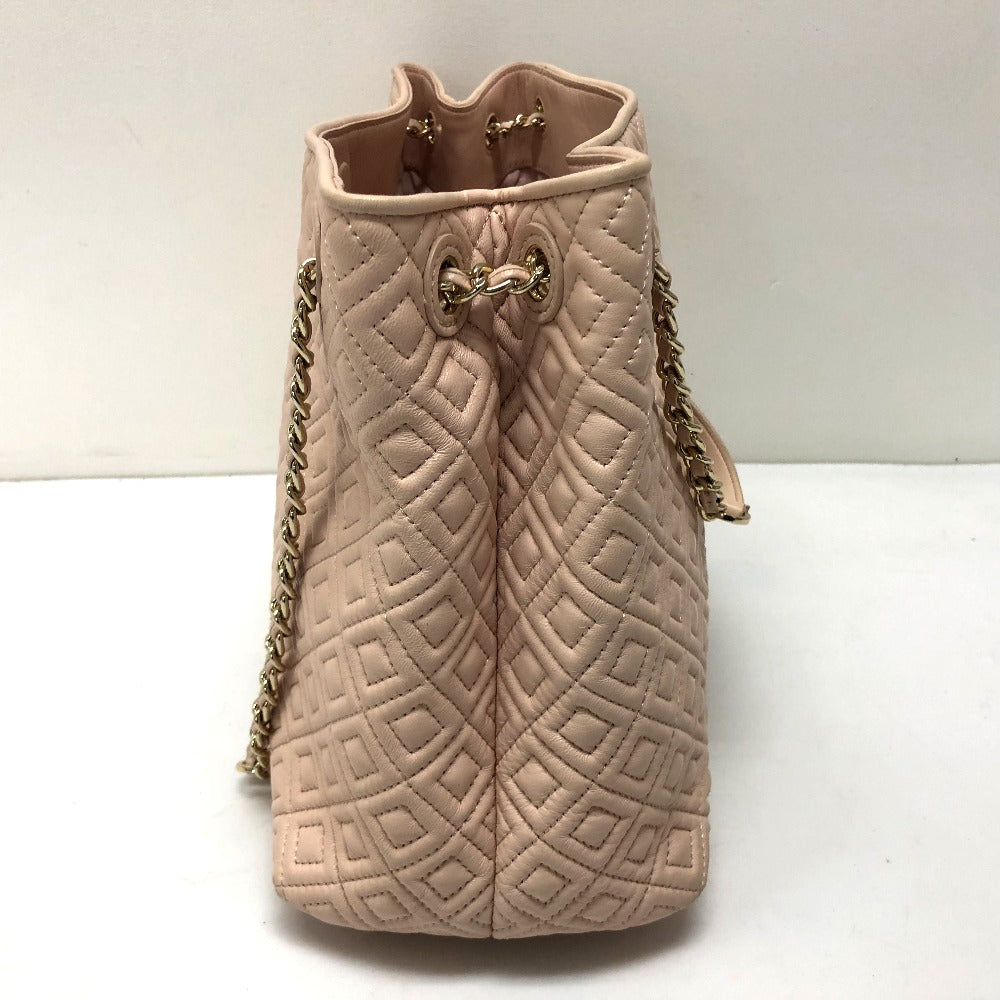Tory Burch Tote Bag leather pink Chain bag logo embossed quilt stitch