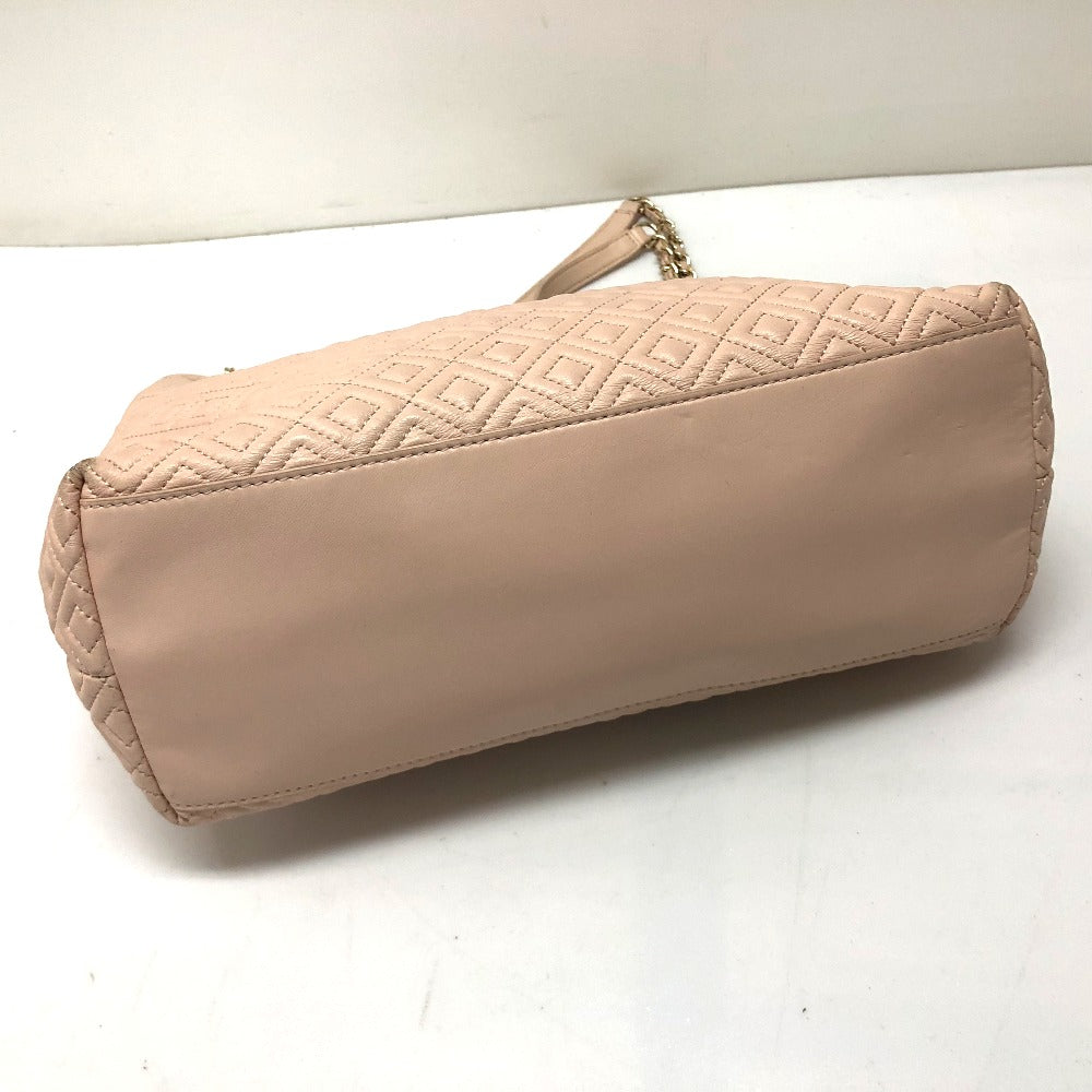Tory Burch Tote Bag leather pink Chain bag logo embossed quilt stitch