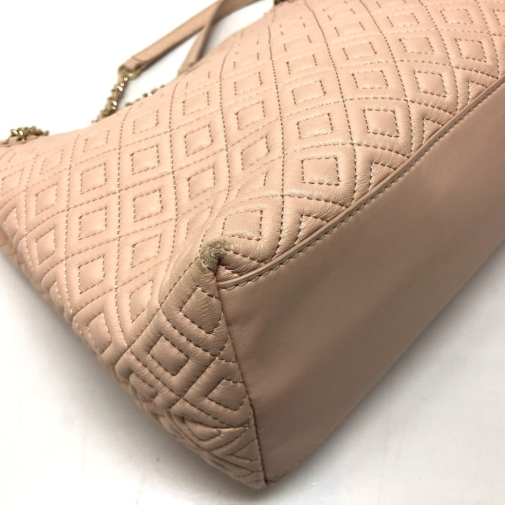 Tory Burch Tote Bag leather pink Chain bag logo embossed quilt stitch