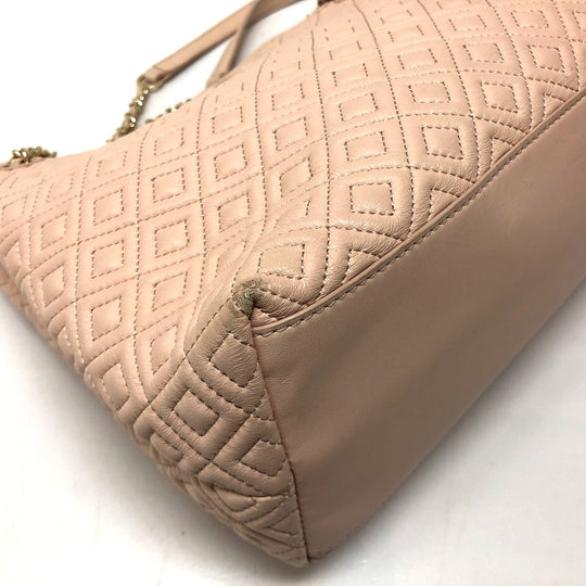 Tory Burch Tote Bag leather pink Chain bag logo embossed quilt stitch