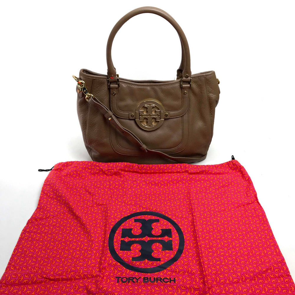 Tory Burch Tote Bag leather Brown logo Tote Bag