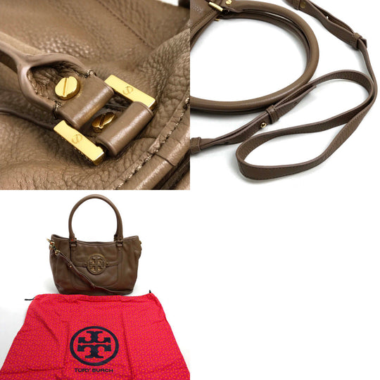 Tory Burch Tote Bag leather Brown logo Tote Bag