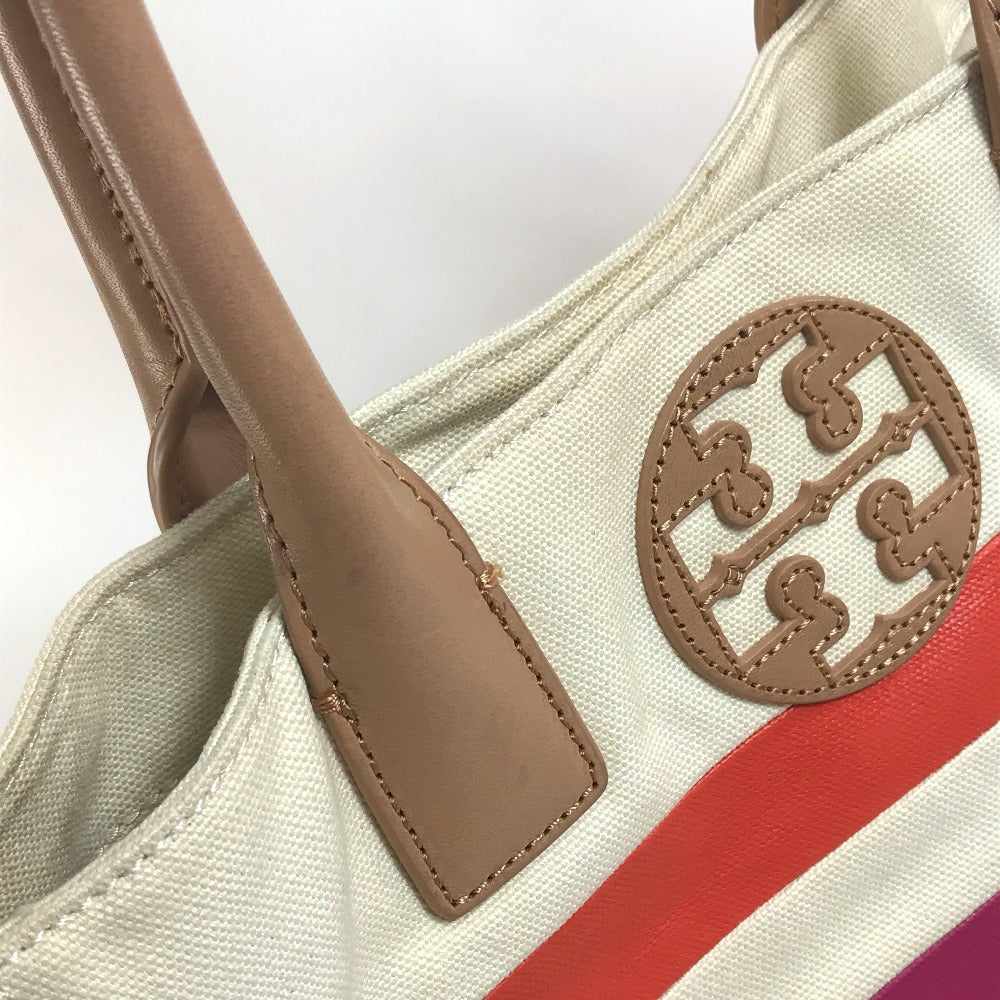 Tory Burch Tote Bag 21129791 Canvas / leather Fuchsia pink x orange x ivory With logo Tote Bag Women Used Authentic