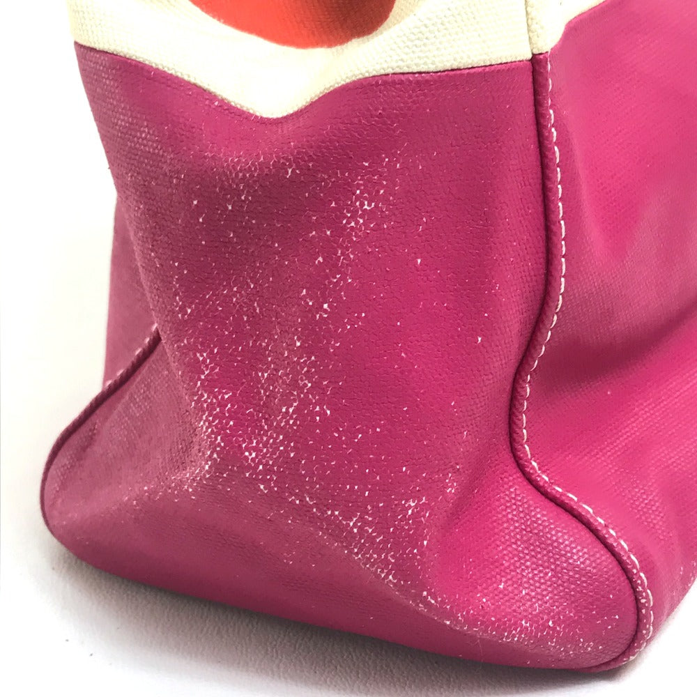 Tory Burch Tote Bag 21129791 Canvas / leather Fuchsia pink x orange x ivory With logo Tote Bag Women Used Authentic