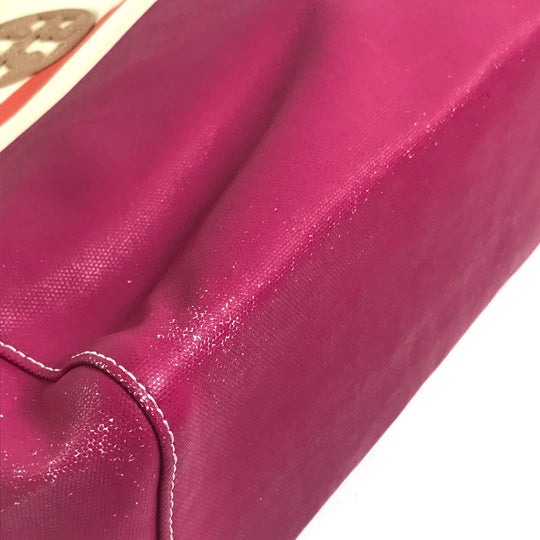 Tory Burch Tote Bag 21129791 Canvas / leather Fuchsia pink x orange x ivory With logo Tote Bag Women Used Authentic