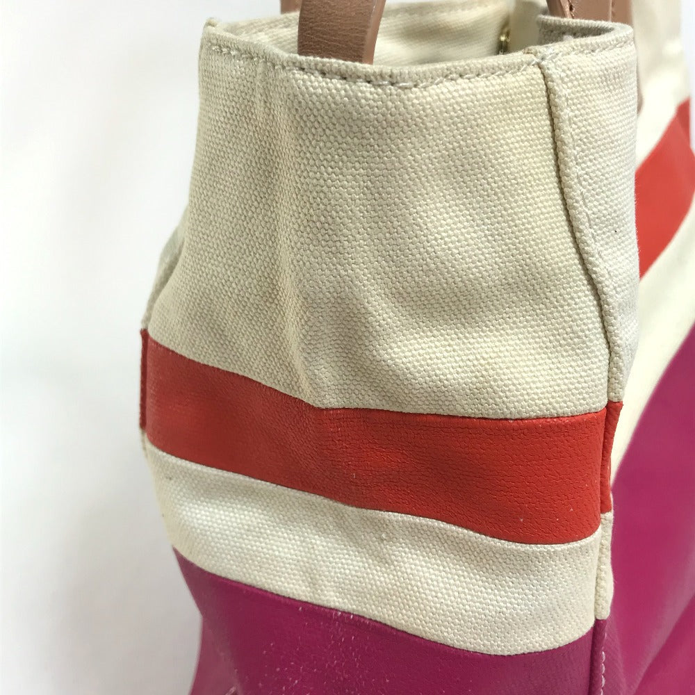 Tory Burch Tote Bag 21129791 Canvas / leather Fuchsia pink x orange x ivory With logo Tote Bag Women Used Authentic
